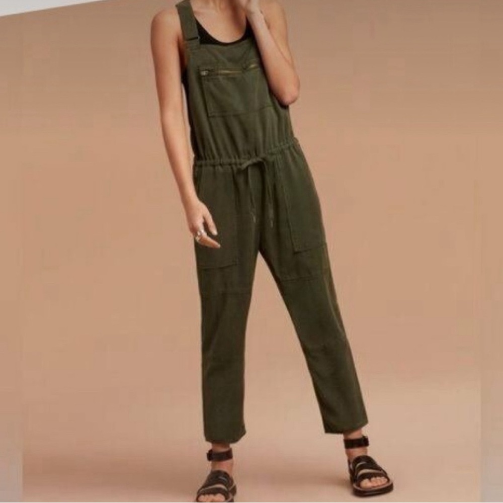 Khaki Green Loose Overalls
